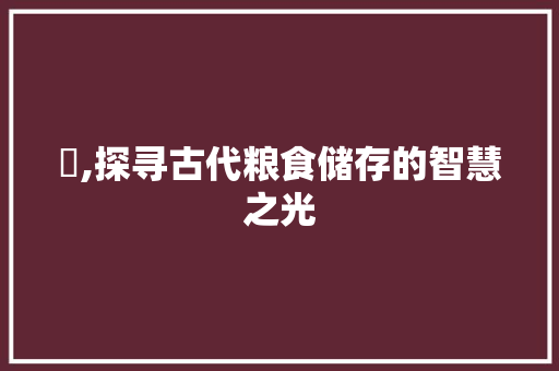 粍,探寻古代粮食储存的智慧之光 第1张 粍,探寻古代粮食储存的智慧之光 第1张