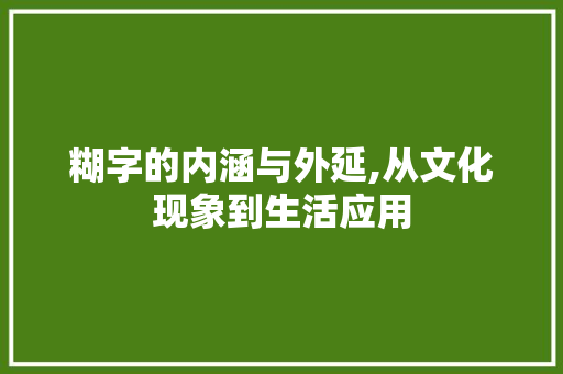 糊字的内涵与外延,从文化现象到生活应用