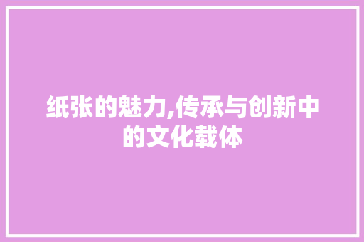 纸张的魅力,传承与创新中的文化载体