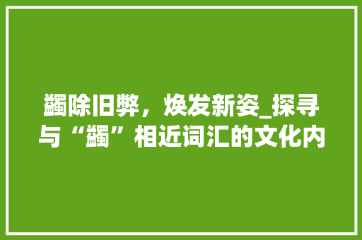 蠲除旧弊，焕发新姿_探寻与“蠲”相近词汇的文化内涵及其现实意义