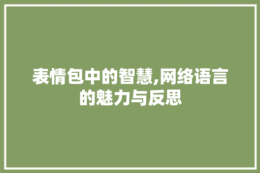 表情包中的智慧,网络语言的魅力与反思 第1张 表情包中的智慧,网络语言的魅力与反思 第1张