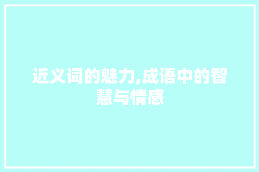 近义词的魅力,成语中的智慧与情感