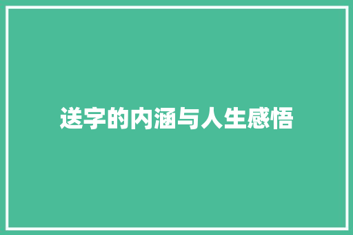 送字的内涵与人生感悟