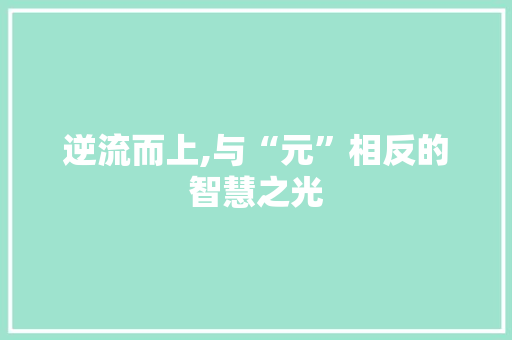 逆流而上,与“元”相反的智慧之光