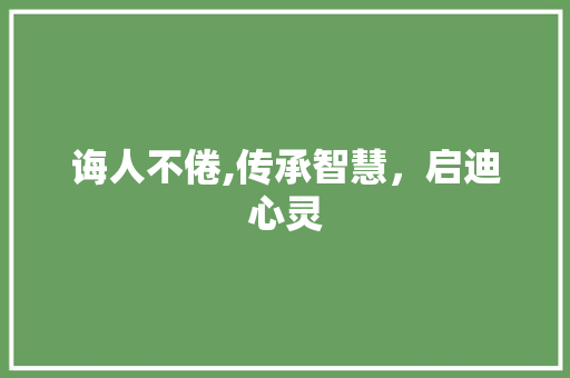 诲人不倦,传承智慧，启迪心灵