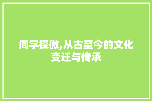 间字探微,从古至今的文化变迁与传承