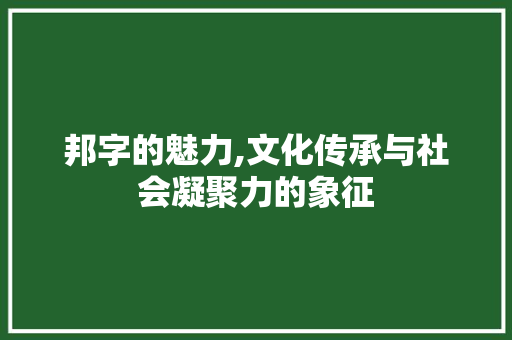 邦字的魅力,文化传承与社会凝聚力的象征
