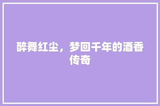 醉舞红尘，梦回千年的酒香传奇