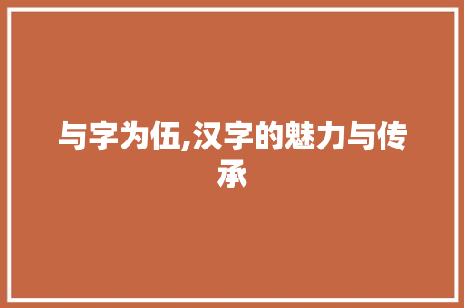 与字为伍,汉字的魅力与传承