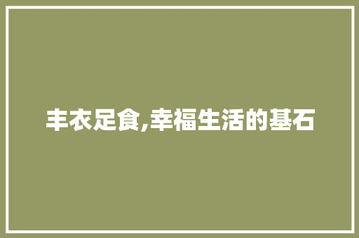 丰衣足食,幸福生活的基石