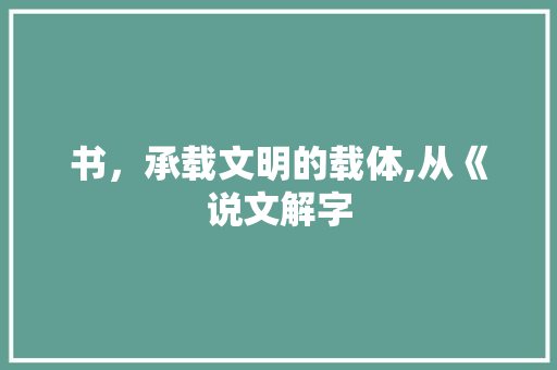 书，承载文明的载体,从《说文解字