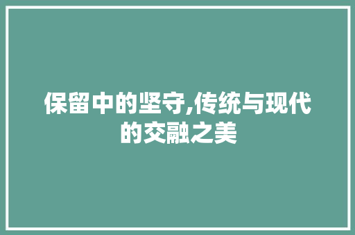 保留中的坚守,传统与现代的交融之美