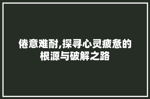 倦意难耐,探寻心灵疲惫的根源与破解之路
