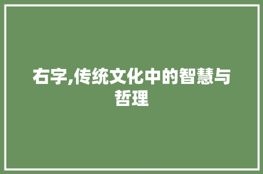 右字,传统文化中的智慧与哲理