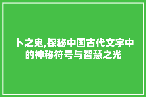 卜之鬼,探秘中国古代文字中的神秘符号与智慧之光