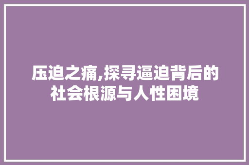 压迫之痛,探寻逼迫背后的社会根源与人性困境