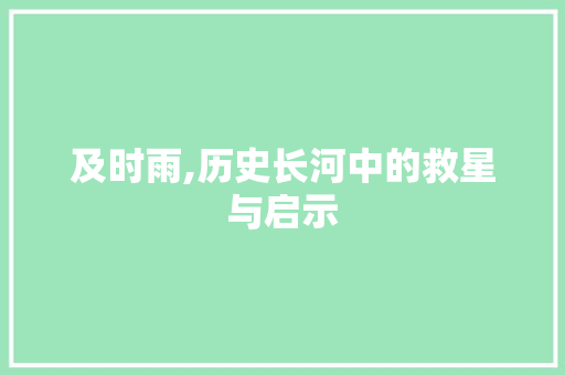 及时雨,历史长河中的救星与启示