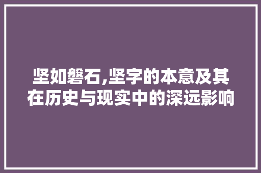 坚如磐石,坚字的本意及其在历史与现实中的深远影响