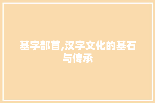 基字部首,汉字文化的基石与传承