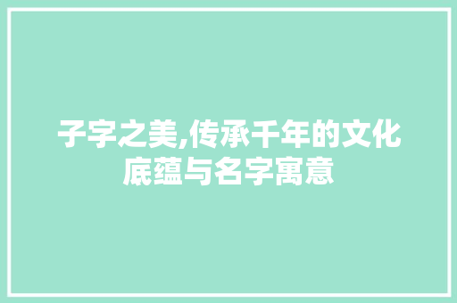 子字之美,传承千年的文化底蕴与名字寓意