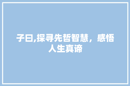 子曰,探寻先哲智慧，感悟人生真谛
