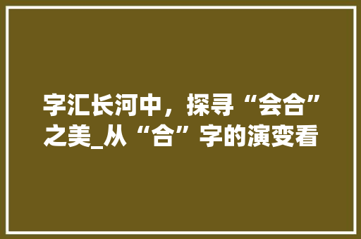 字汇长河中,探寻“会合”之美_从“合”字的演变看中华文化的凝聚力
