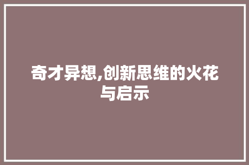 奇才异想,创新思维的火花与启示