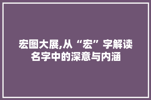 宏图大展,从“宏”字解读名字中的深意与内涵