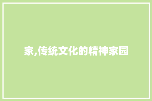 家,传统文化的精神家园
