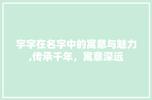 宇字在名字中的寓意与魅力,传承千年,寓意深远