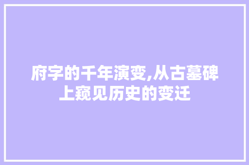 府字的千年演变,从古墓碑上窥见历史的变迁