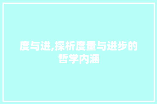 度与进,探析度量与进步的哲学内涵