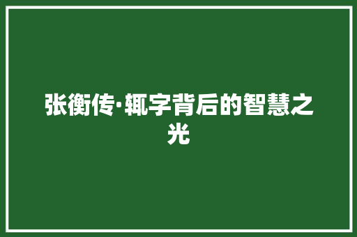 张衡传·辄字背后的智慧之光