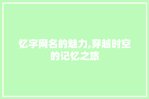 忆字网名的魅力,穿越时空的记忆之旅