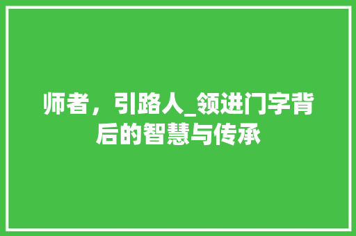师者，引路人_领进门字背后的智慧与传承