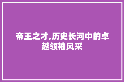 帝王之才,历史长河中的卓越领袖风采