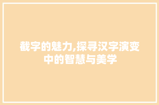 截字的魅力,探寻汉字演变中的智慧与美学