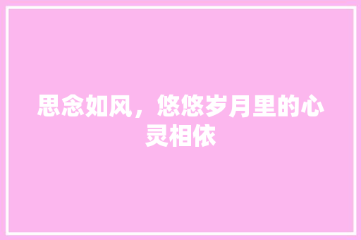 思念如风，悠悠岁月里的心灵相依
