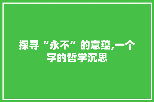 探寻“永不”的意蕴,一个字的哲学沉思
