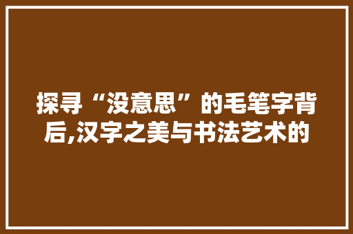 探寻“没意思”的毛笔字背后,汉字之美与书法艺术的传承与发展