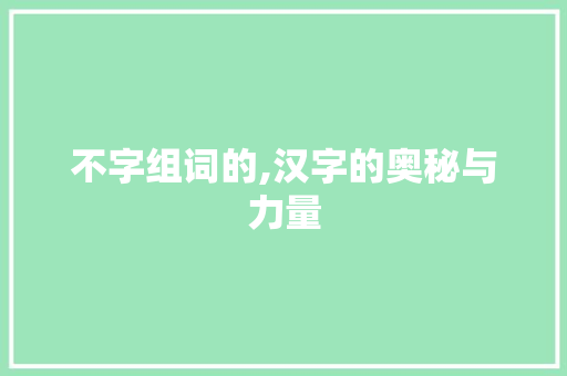 不字组词的,汉字的奥秘与力量