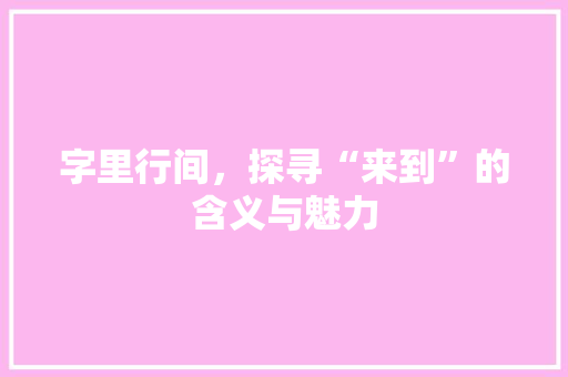 字里行间，探寻“来到”的含义与魅力