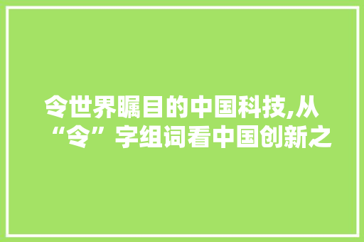 令世界瞩目的中国科技,从“令”字组词看中国创新之路