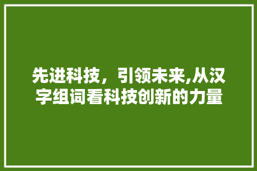 先进科技，引领未来,从汉字组词看科技创新的力量