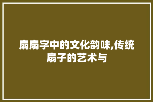 扇扇字中的文化韵味,传统扇子的艺术与