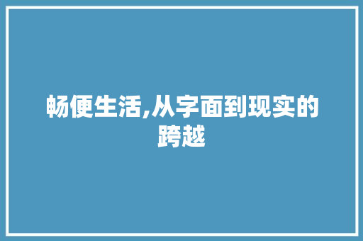 畅便生活,从字面到现实的跨越