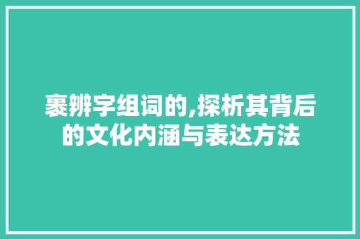 裹辨字组词的,探析其背后的文化内涵与表达方法
