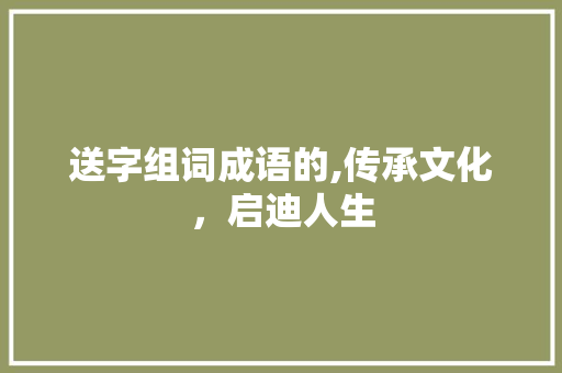 送字组词成语的,传承文化,启迪人生