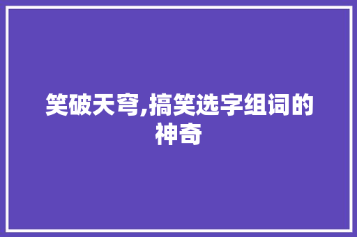 笑破天穹,搞笑选字组词的神奇