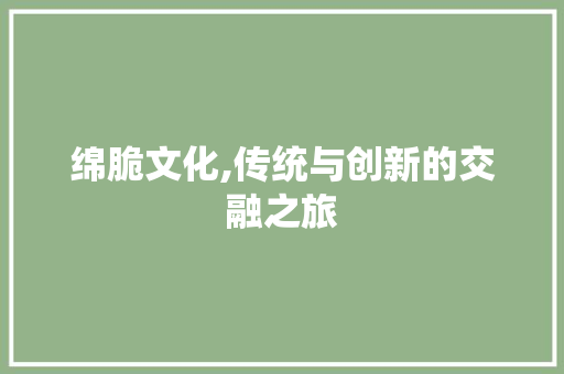 绵脆文化,传统与创新的交融之旅